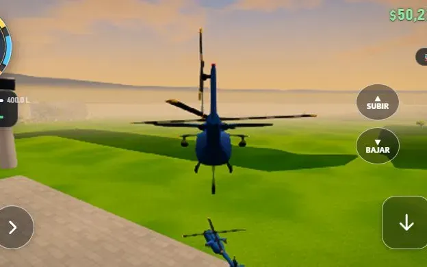 Helicóptero sobrevolando la ciudad en modo cooperativo
