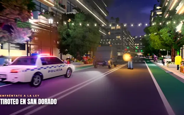 Patrulla de policía de noche en San Dorado