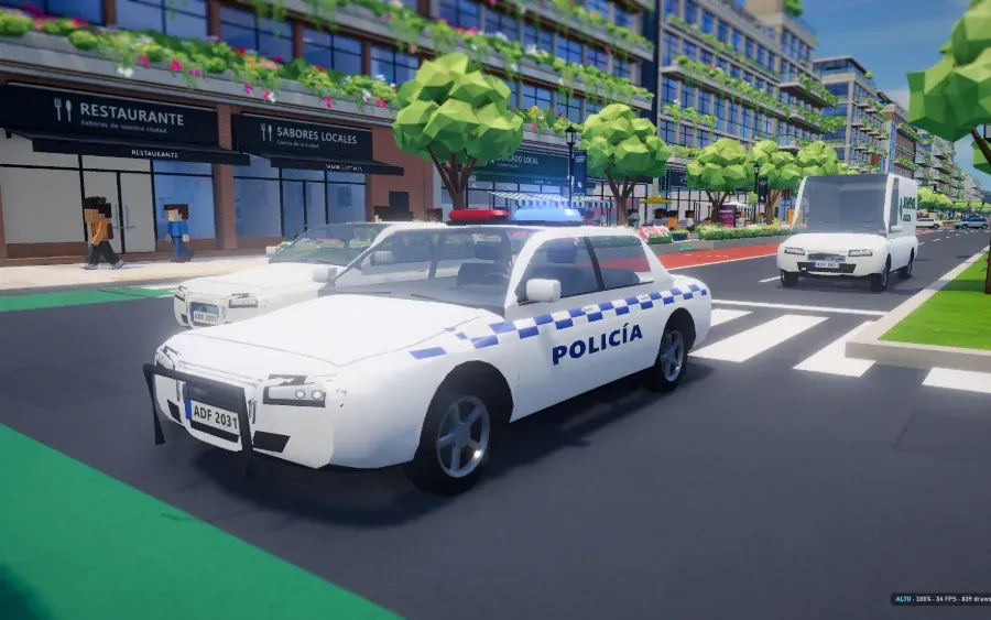 Auto rehecho con interiores y árboles nuevos en la avenida